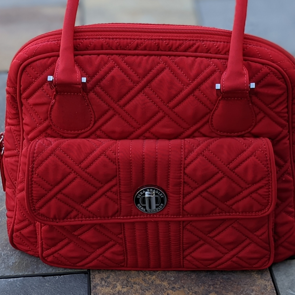 Vera Bradley Quilted Purse Red Shoulder bag Turnkey